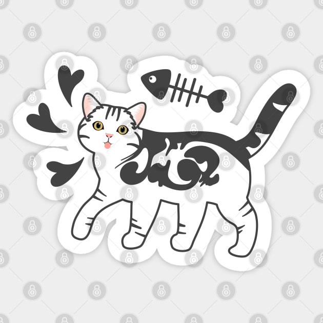 Doodle American Shorthair Cat Sticker by LulululuPainting